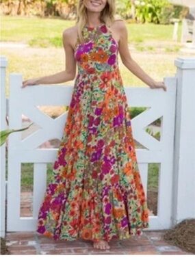 floral midi and maxi dresses Robbie Floral Midi Dress in Pink